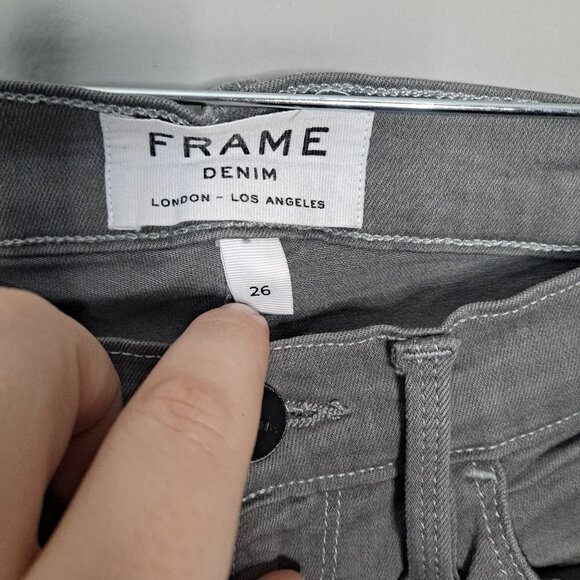 FRAME Le Skinny de Jeanne Satine Distressed Jeans 26 Grey - Picture 6 of 11